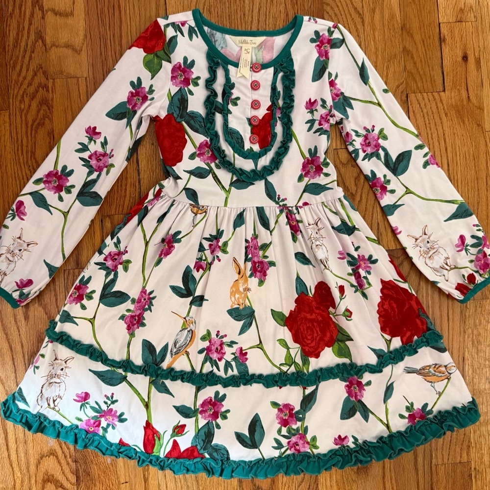 Matilda Jane White and Red Floral Kids Dress